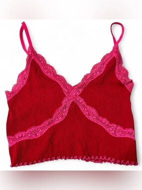 Red and Pink Lace Cami